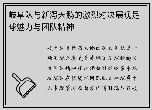 岐阜队与新泻天鹅的激烈对决展现足球魅力与团队精神